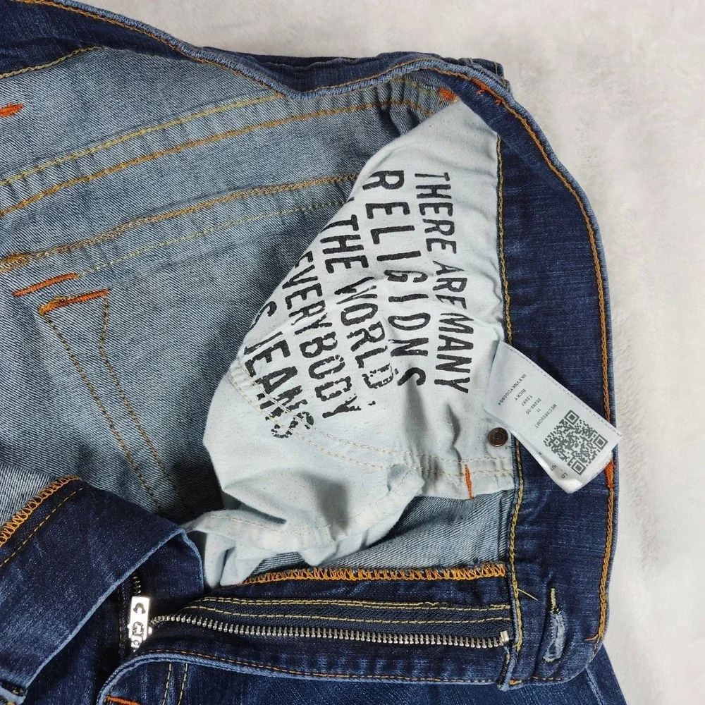 True Religion Ricky Straight Jean Men 44x32 Dark Wash Blue Excellent Flap Pocket